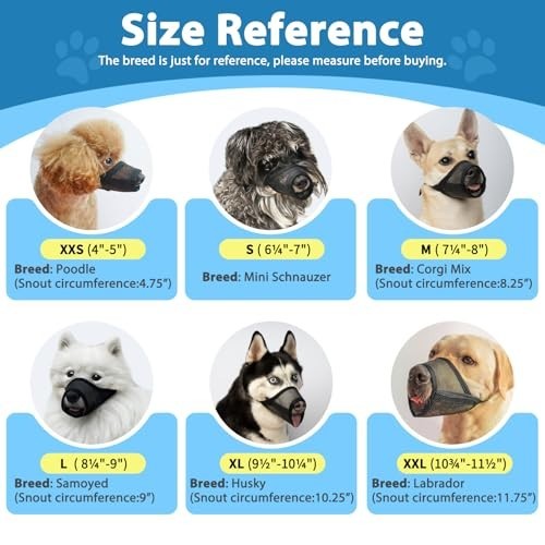 Adjustable Dog Muzzle Set for Small Medium Large Dogs - Breathable Mesh, Anti-Bi