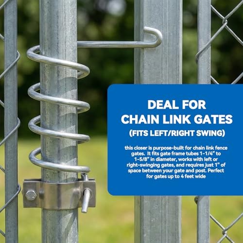 Automatic Chain Link Self Closing gate Closer. Adjustable Closing Tension, for
