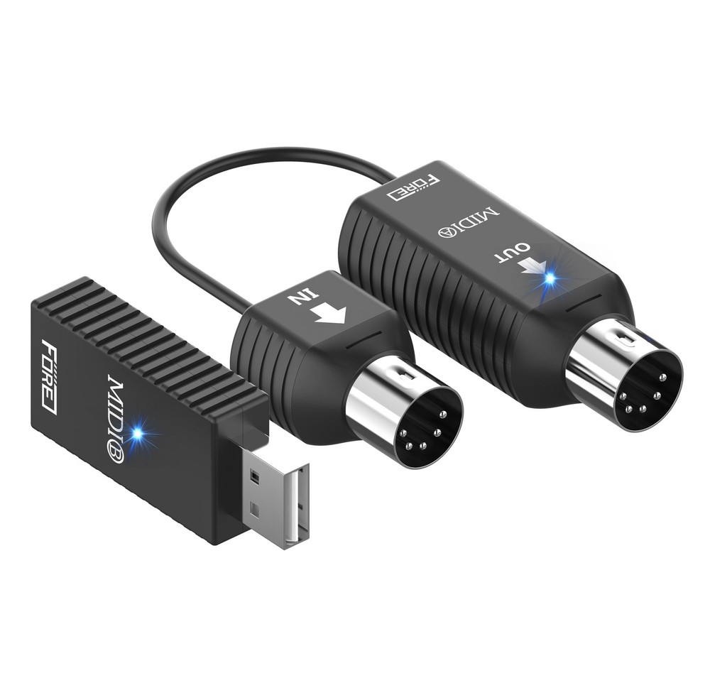 FORE K1 Wireless Bluetooth USB MIDI Interface, IN/OUT & Receiver,...