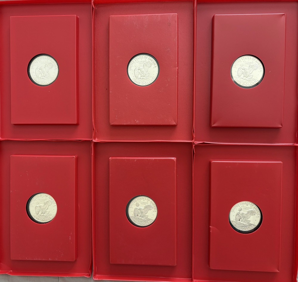 (6) 1971-S Eisenhower Proof Silver Dollar in Brown box