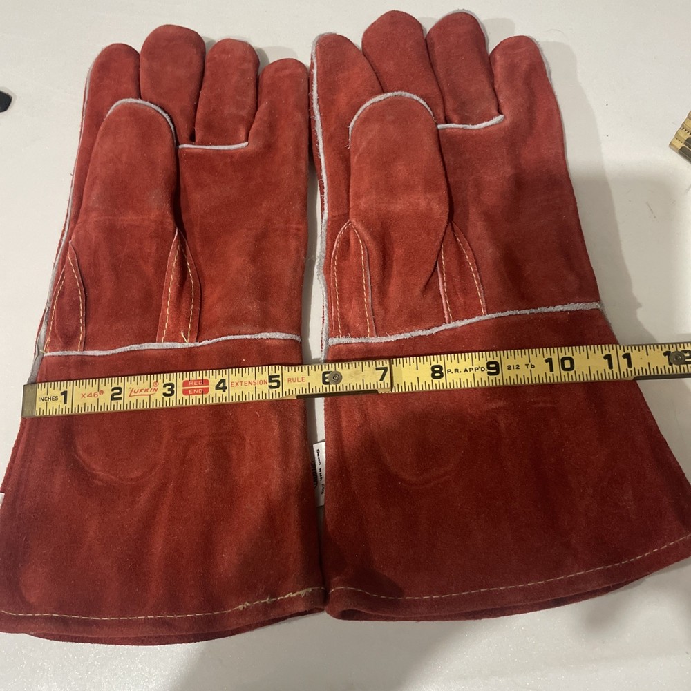 Red Lined Premium Leather Welding Gloves - 2 Left Hand