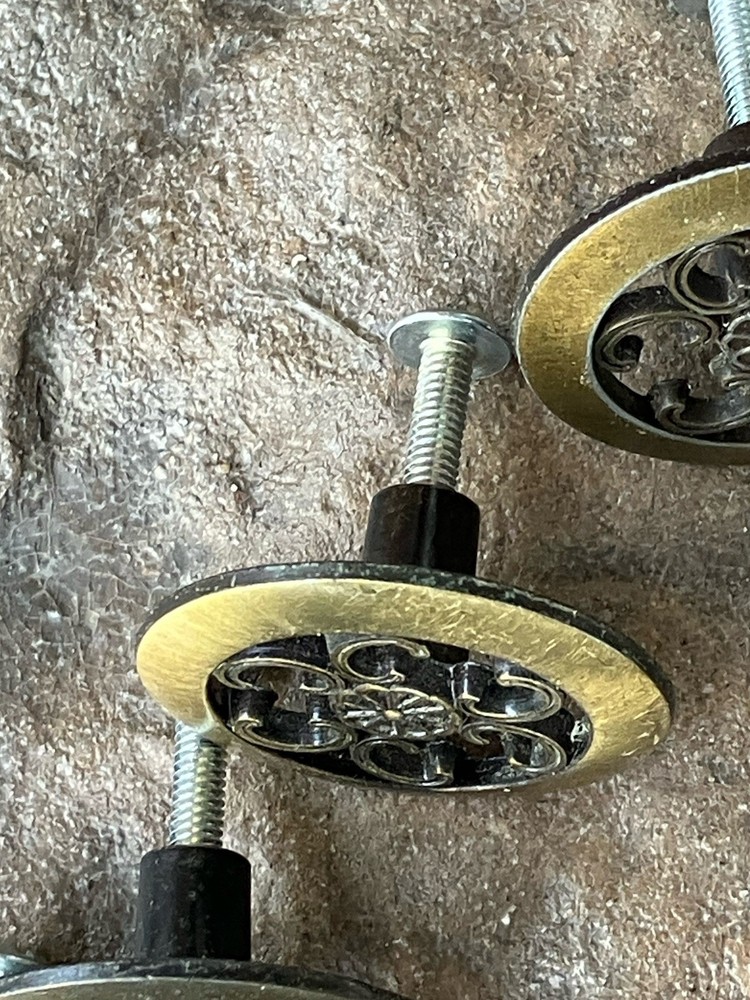 4 Allison Brass Antique Hardware Mid Century Modern Drawer Pulls Cabinet Knobs