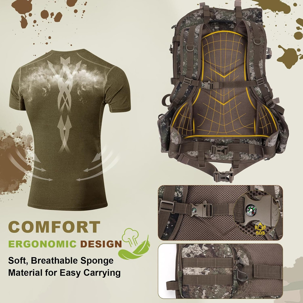 Hunting Backpack Saddle Bag w/ Bow Holder Large Compound Bow Duffle Pack