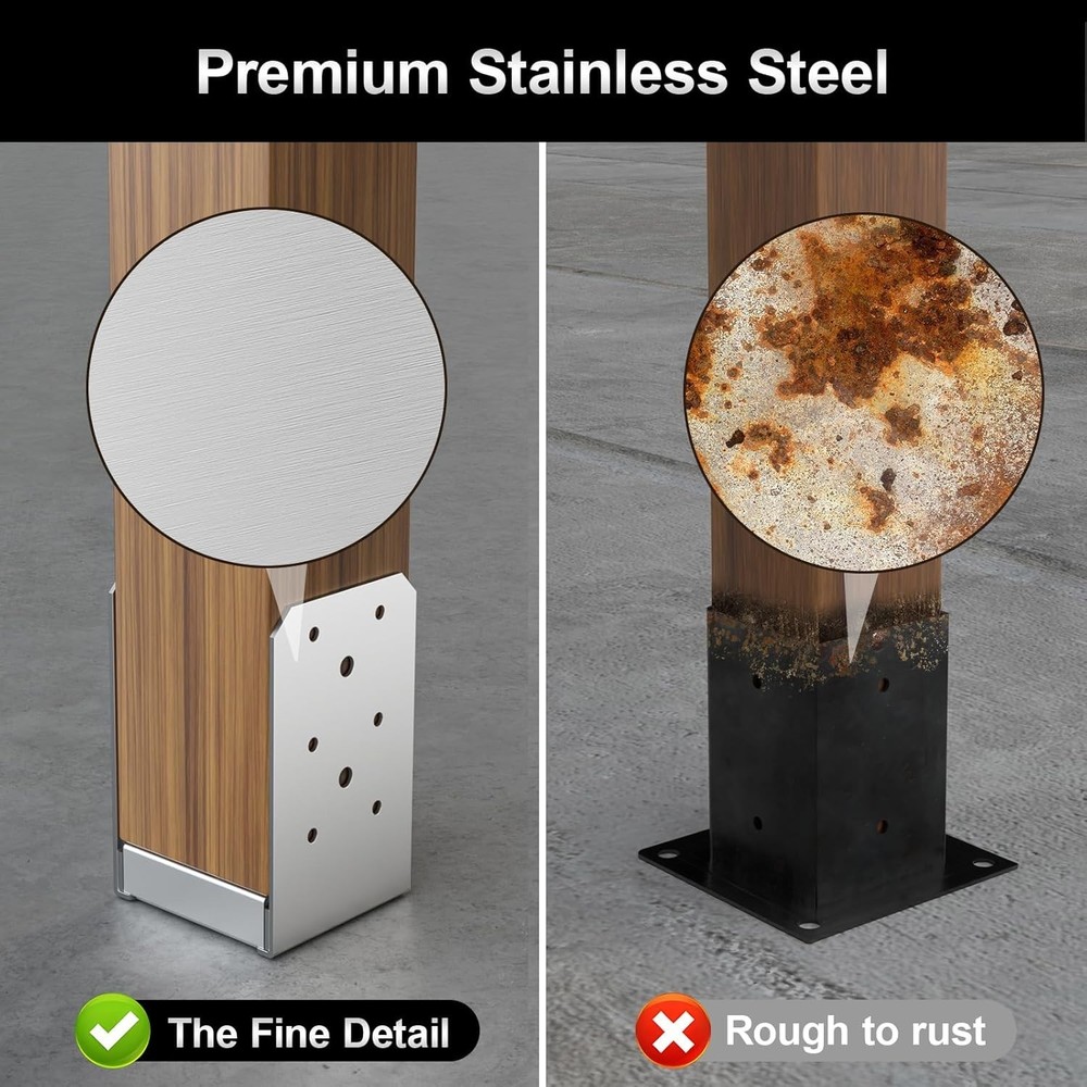 4"x 4" Stainless Steel Adjustable Post Base 4Pcs for Deck Railing Support