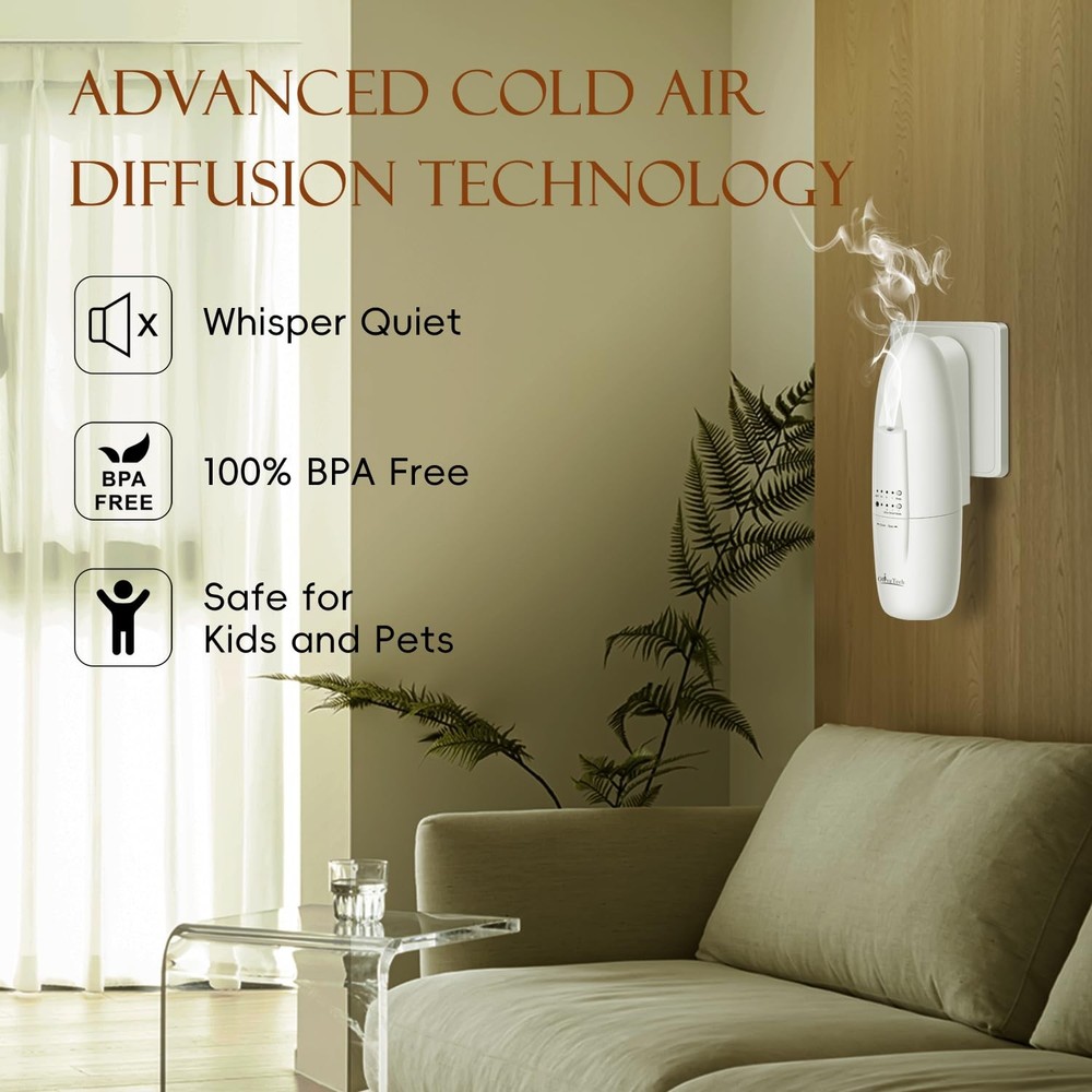 Plug in Scent Diffuser, OliveTech Waterless Essential Oil A-white With