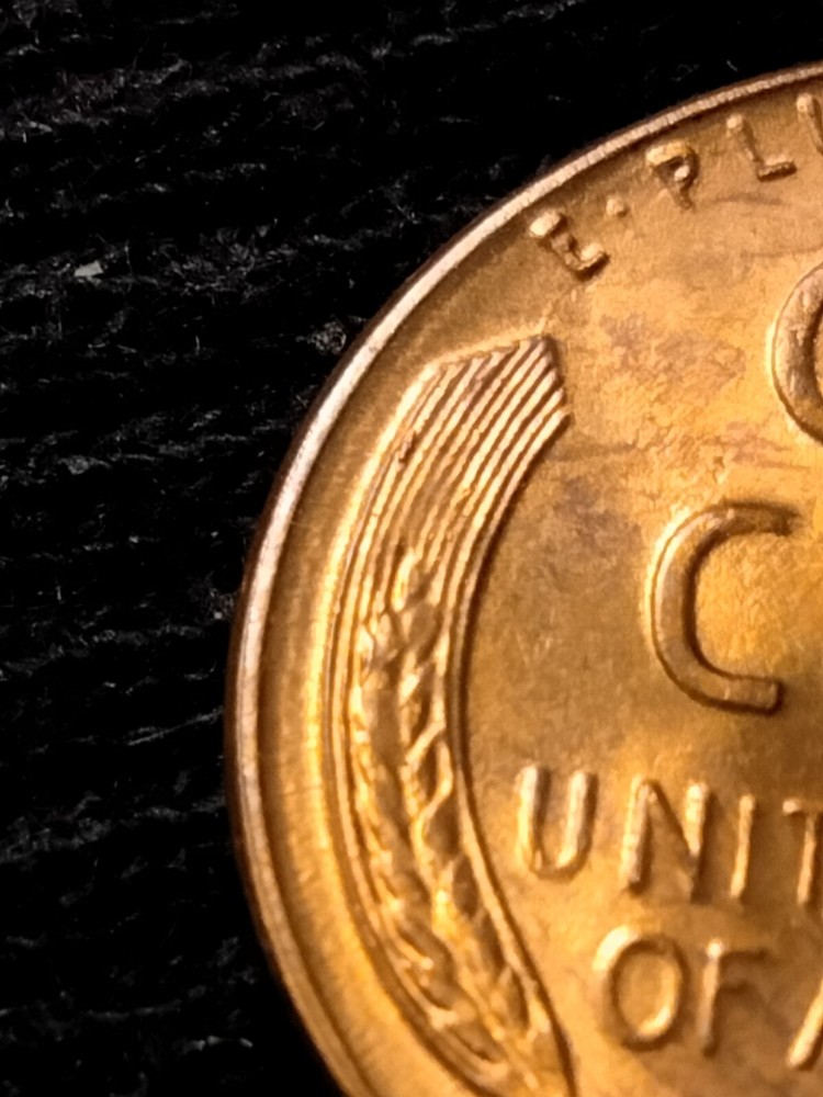1956 P Lincoln Wheat Cent Retained Die Breaks Error