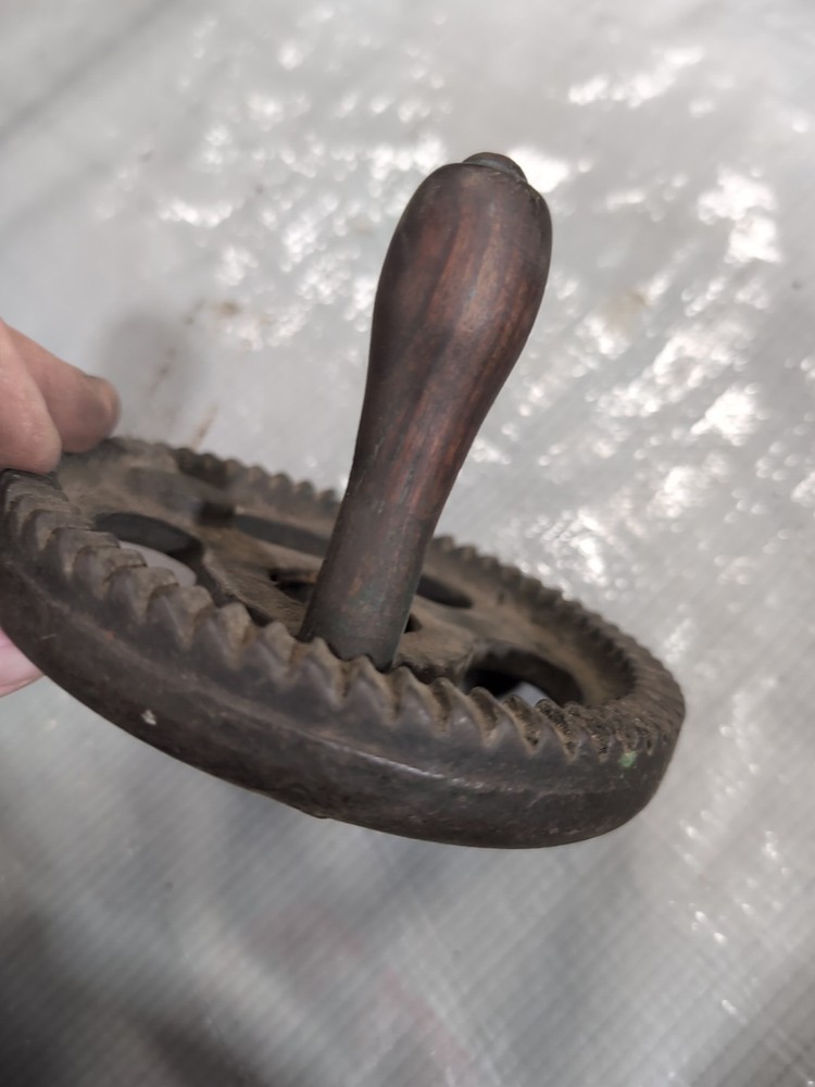 antique cast iron blacksmith POST DRILL TOP GEAR