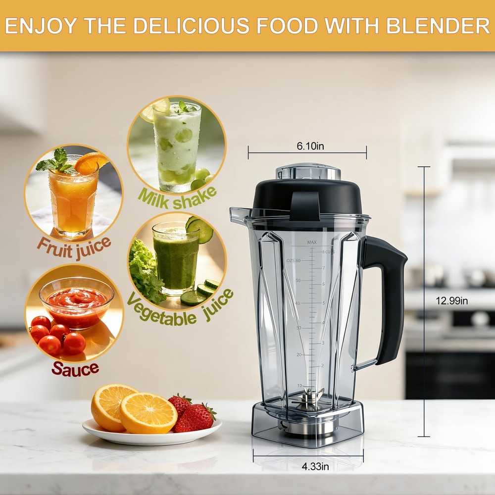 Blender Pitcher 64oz Replacement Container Compatible with Vitamix 5200, 5300...