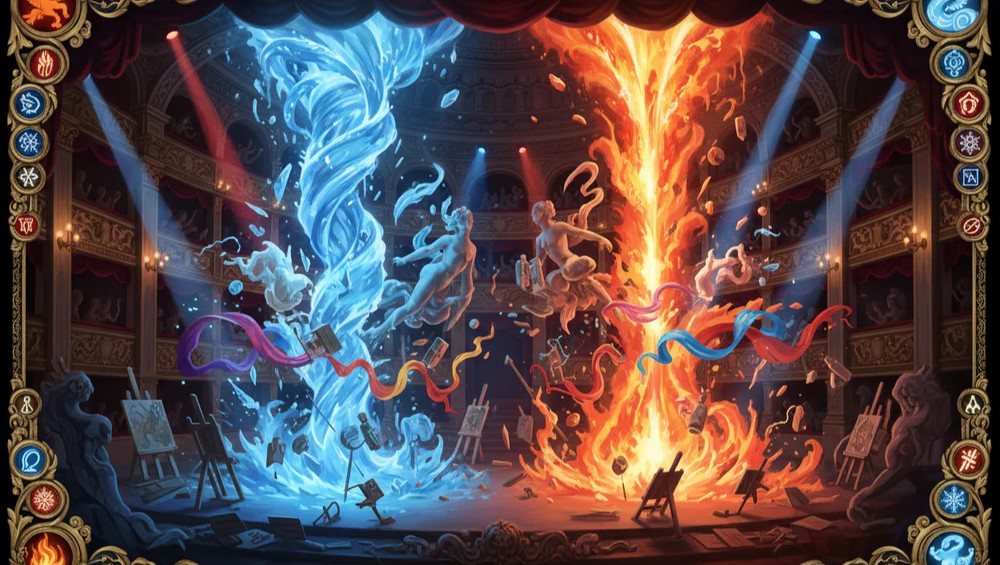 The Elemental Duel — Fire vs Ice TCG Playmat