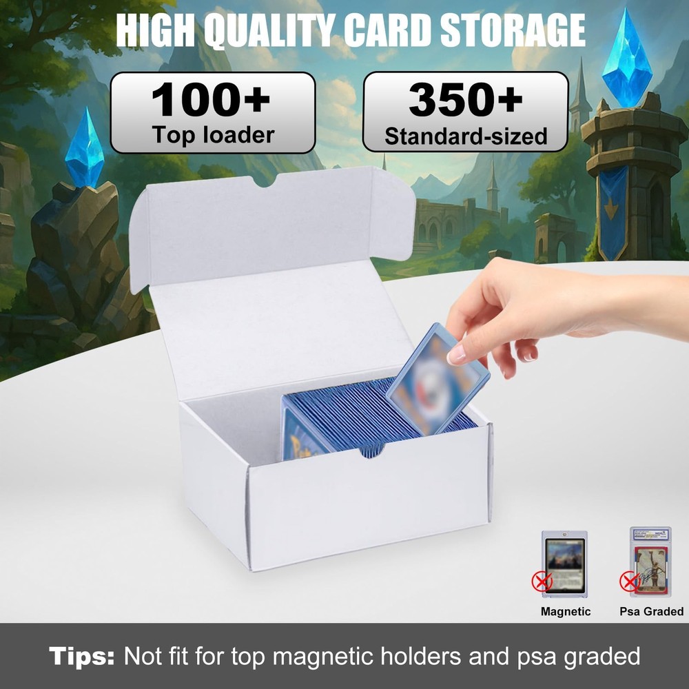 Toploader Trading Card Storage Box, 4-Pack 100 Count White Corrugated Cardboa...
