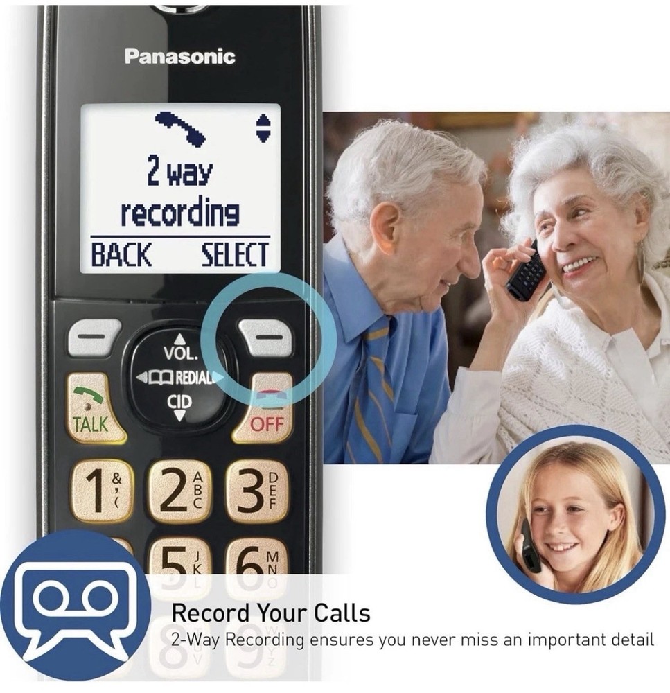 Panasonic Cordless Phone with Answering Machine, Advanced Call Block, Bilingual