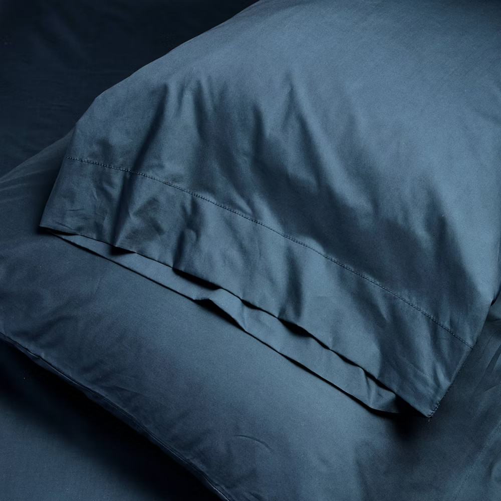 King 400 Thread Count Percale Pillowcases Mineral Blue - Casaluna