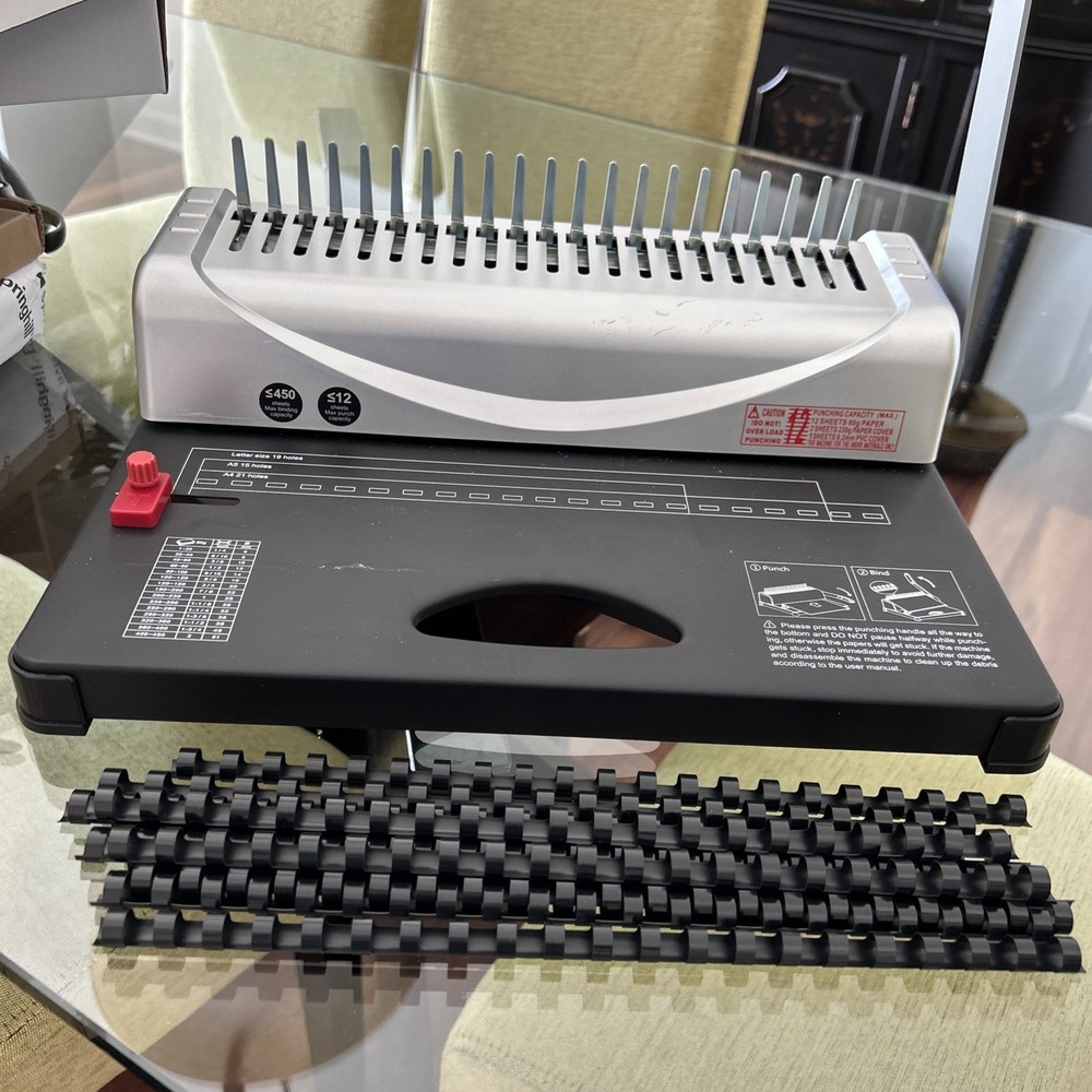 Binding Machine, 21-Holes, 450 Sheets, Comb Binding Machines with Starter Kit