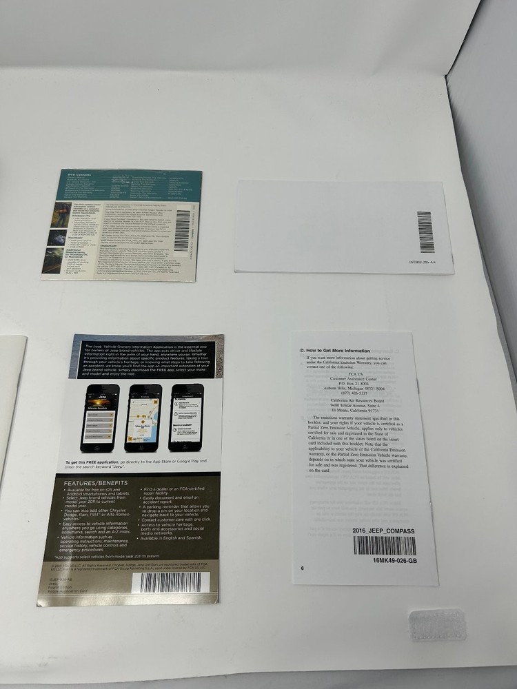 2016 Jeep Compass Owner's Manual Set