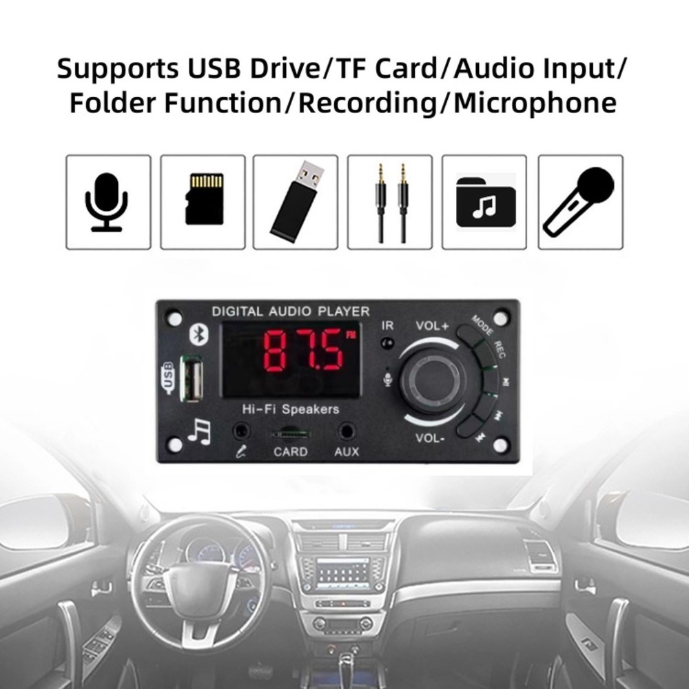New Bluetooth MP3 Decoder Board 2*50W Amplifier Audio Player Car FM Radio Module