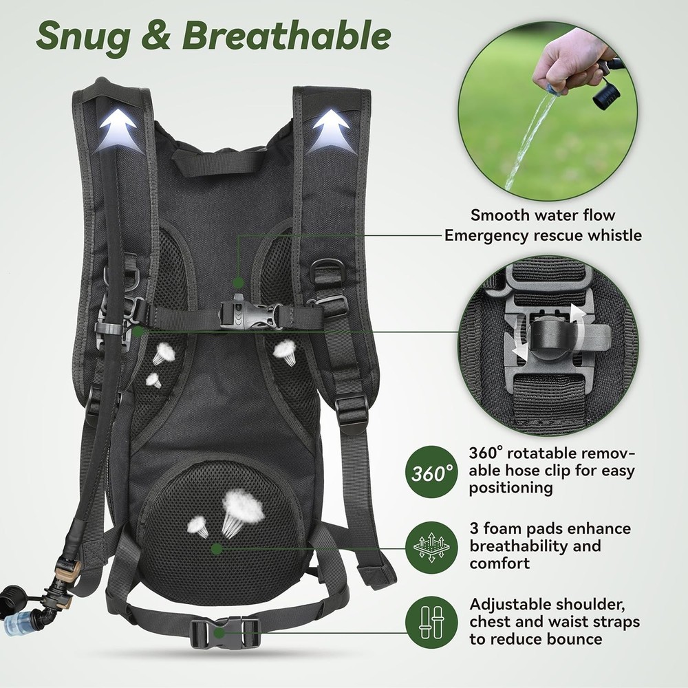 Tactical Molle Hydration Pack Backpack with 3L TPU Water Bladder, Military Da...