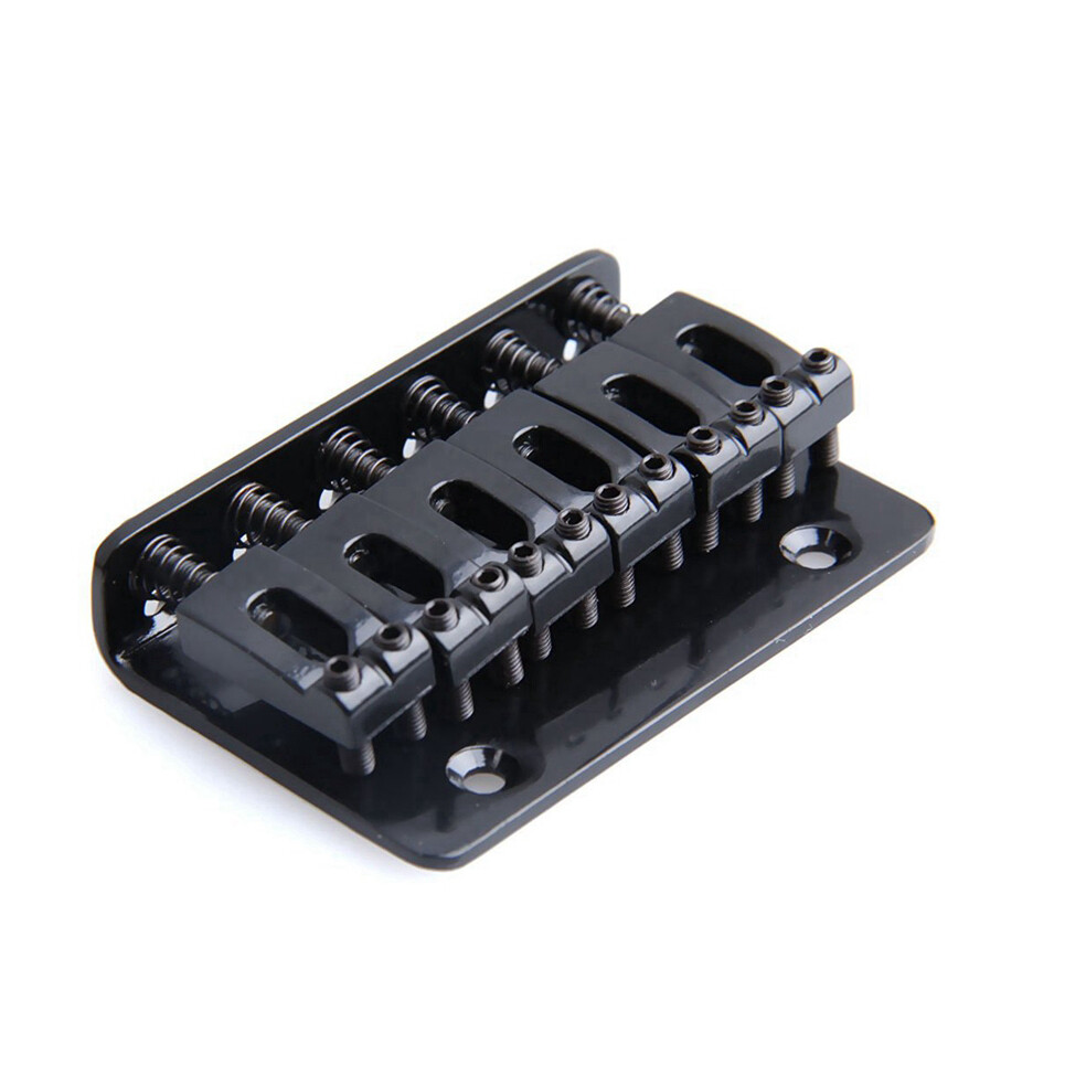 6 String 65MM Metal Fixed Hardtail Saddle Bridge Top Load Guitar Tailpiece BK