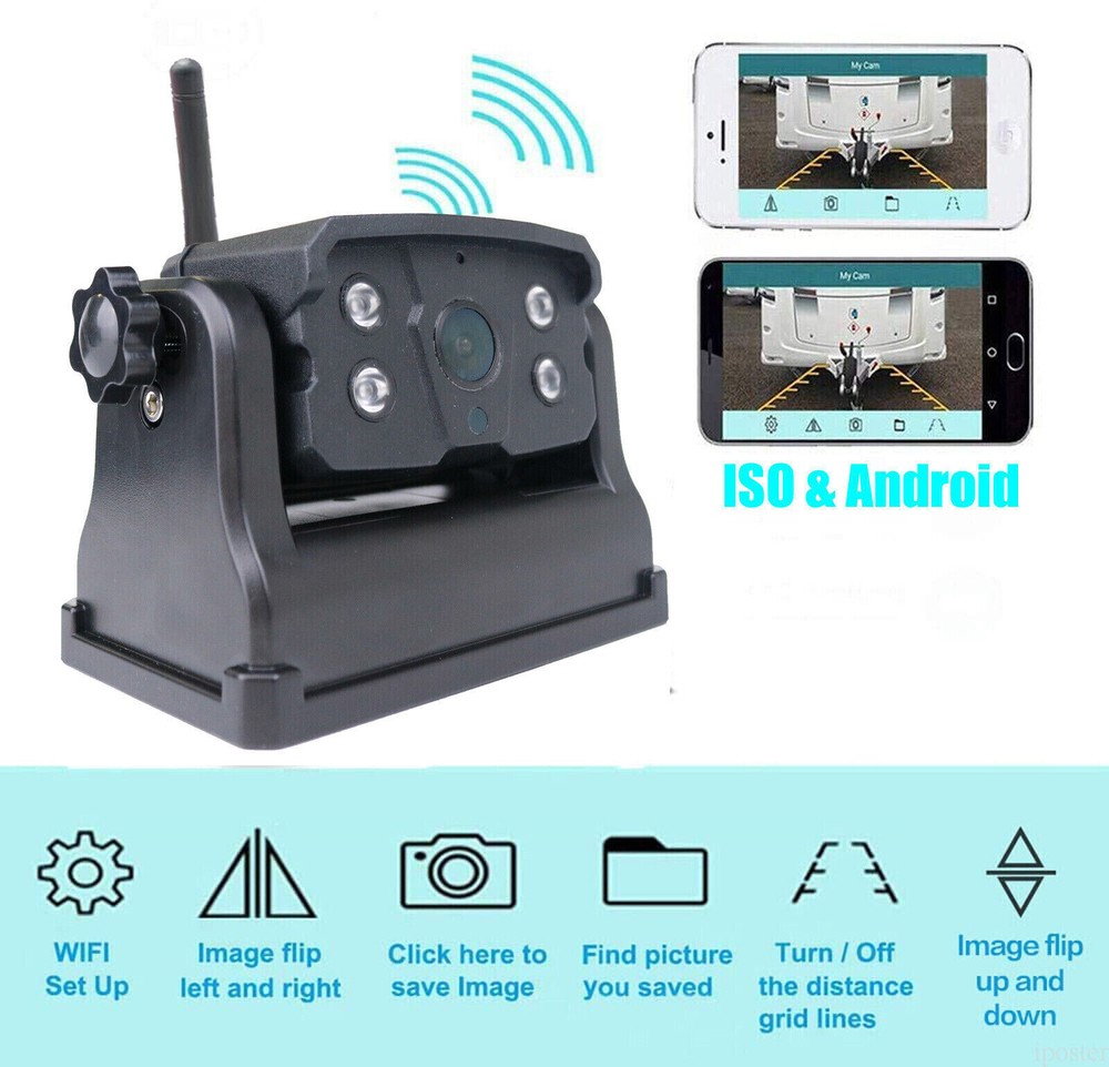 WiFi Backup Camera Magnetic Base Battery Powered Sonix App HD For iPhone/Android