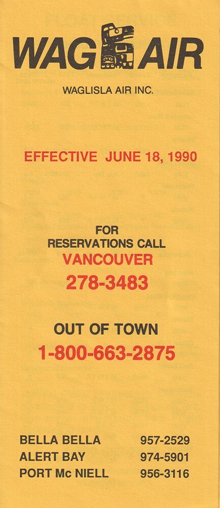 Waglisla Air timetable 1990/06/18