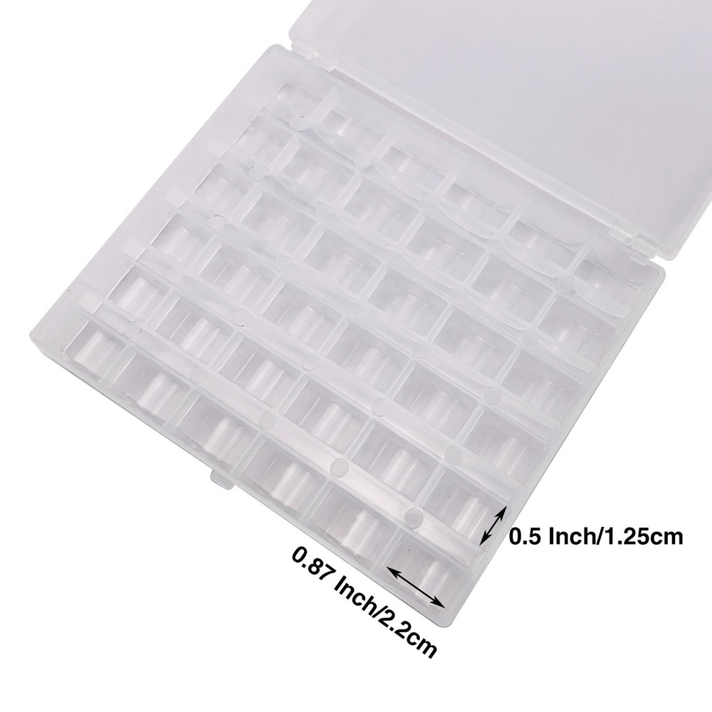 Sewing Machine Bobbins Box 36 Slots Empty Spools Boxes Plastic Case Storage