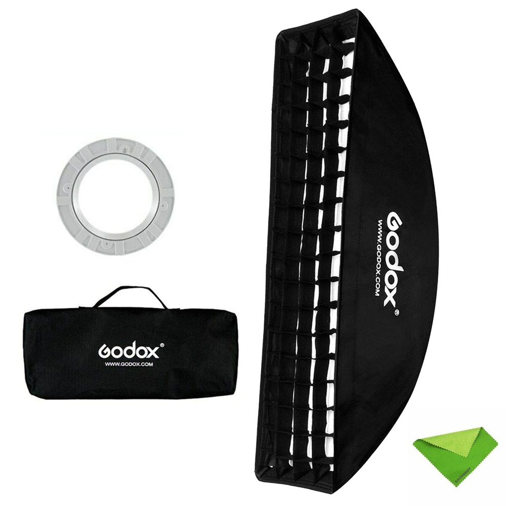 2PC Godox 35x160cm Strip Softbox Bowens Mount + Grid + 2M Light Stand for Studio