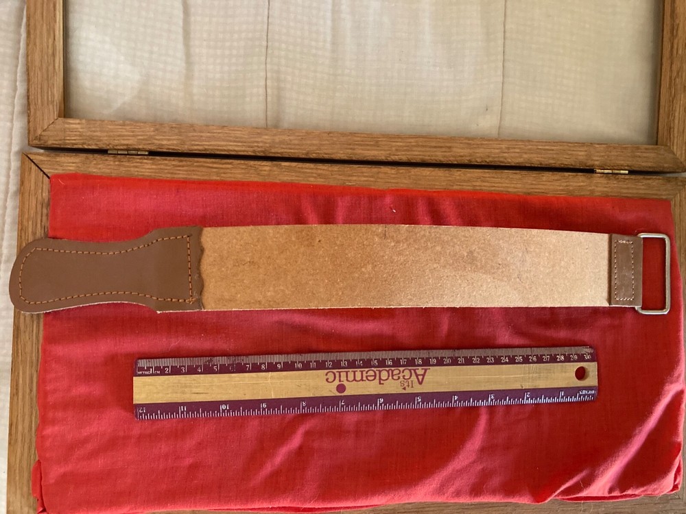 Straight razor strop sharpening strap barber leather new