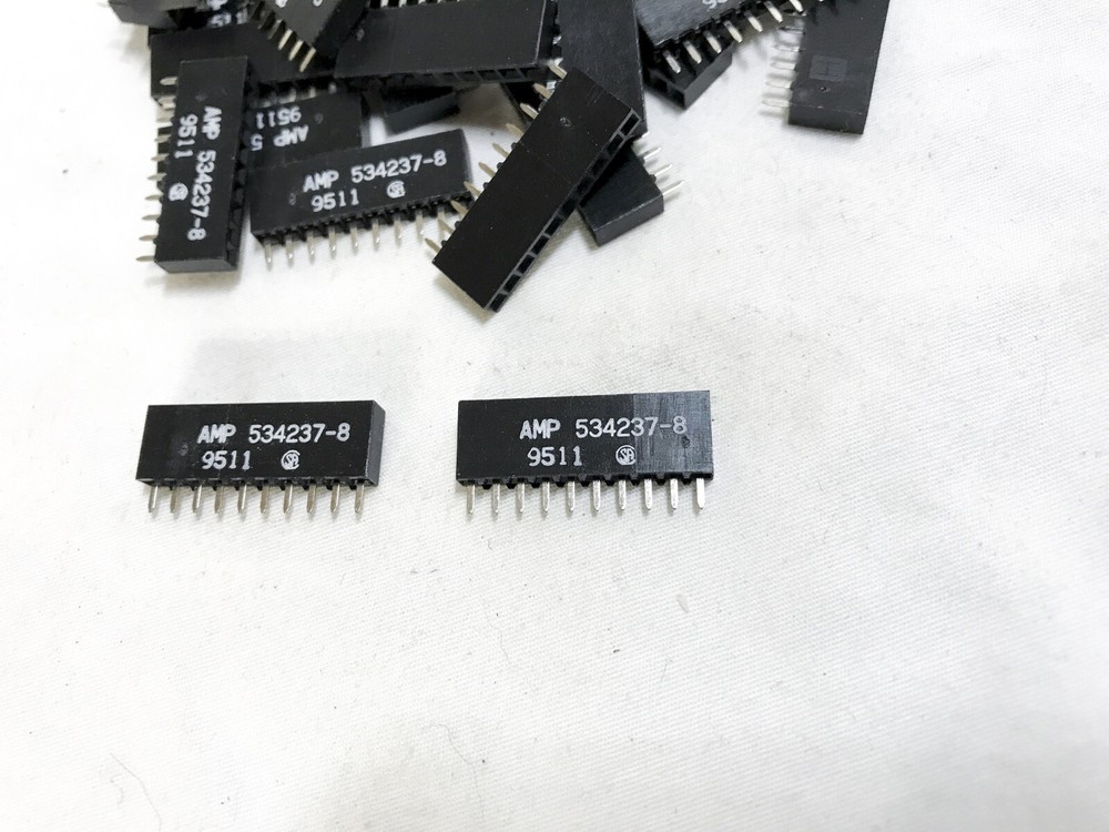 (12) AMP 10 Position Header 1-534237-8 Connector Recpticle PCB