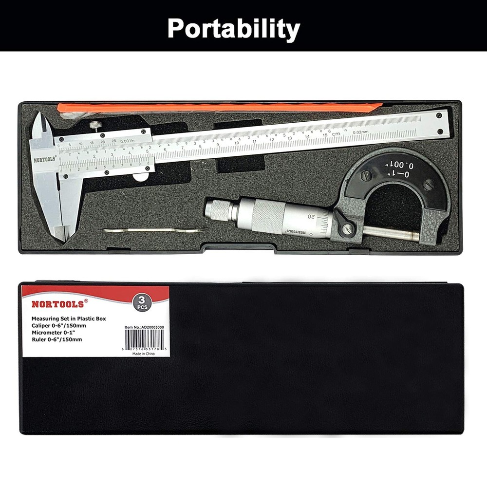 Professional 3-Piece Precision Measurement Set: Vernier Caliper, Micrometer &...