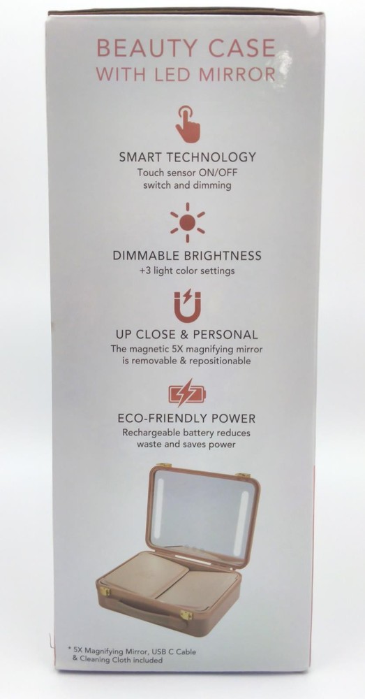 Glo Tech Beauty Case with LED Mirror Touch Sensor 3 Light Settings Max Organizer