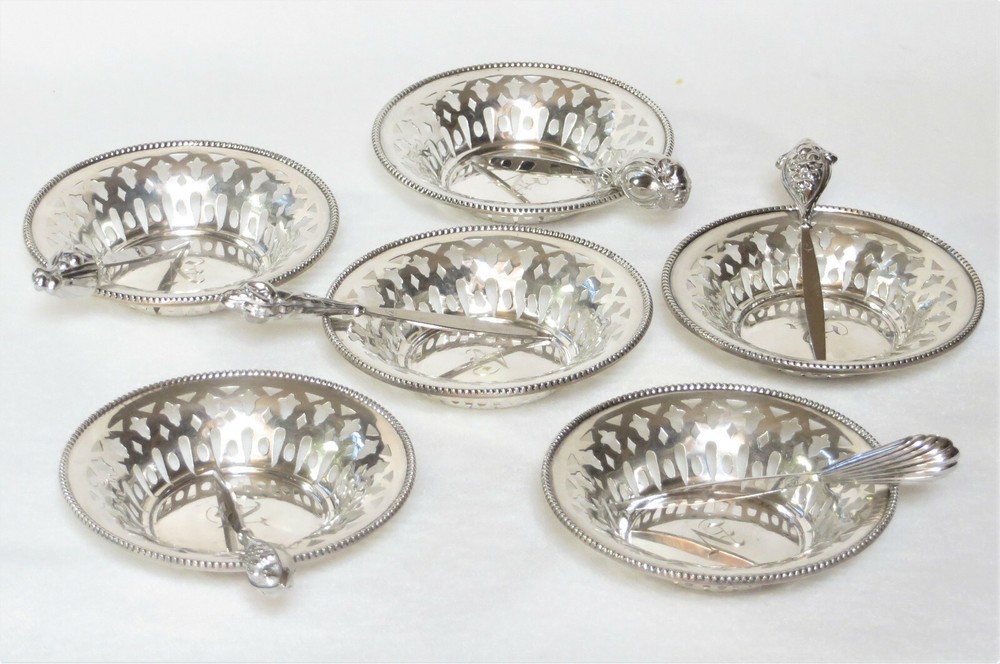 Antique Mauser Sterling Dish Set for Desserts