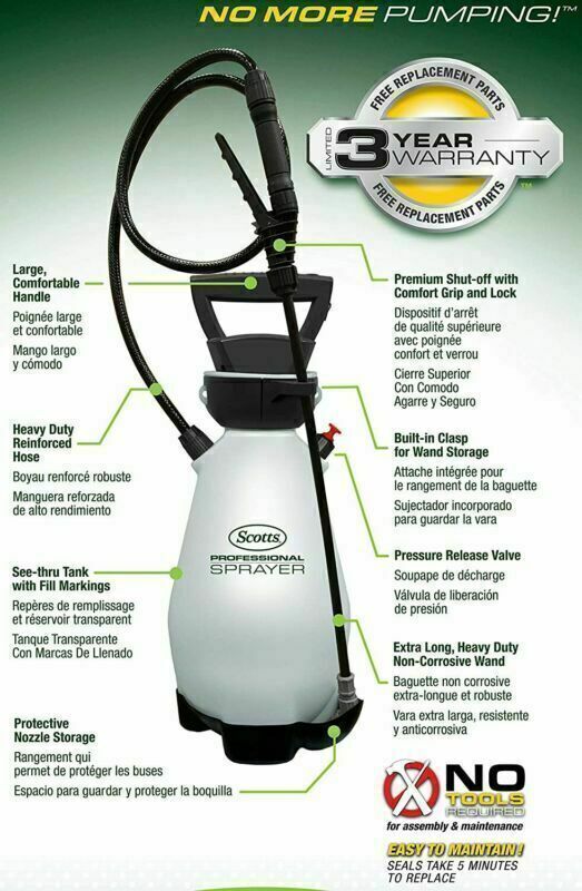 Rechargeable Lithium-Ion Battery Powered Pump Zero Technology Sprayer 2-Gallon