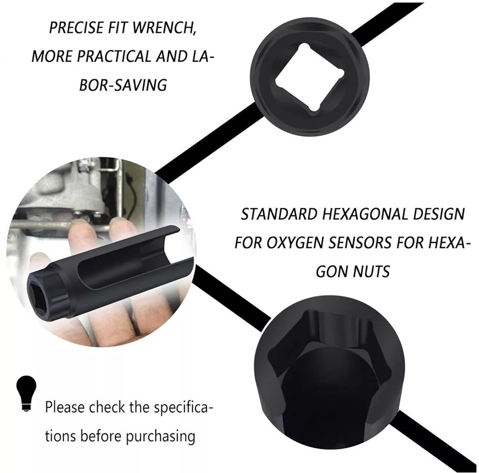 Oxygen Sensor Socket 7/8'' (22mm) 6-Point O2 Sensor Socket Wrench Removal Instal