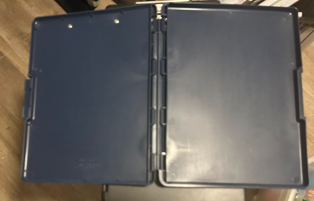 5 pc Dexas Slimcase Plastic Clipboard w Storage * Side Opening Blue + Black EUC