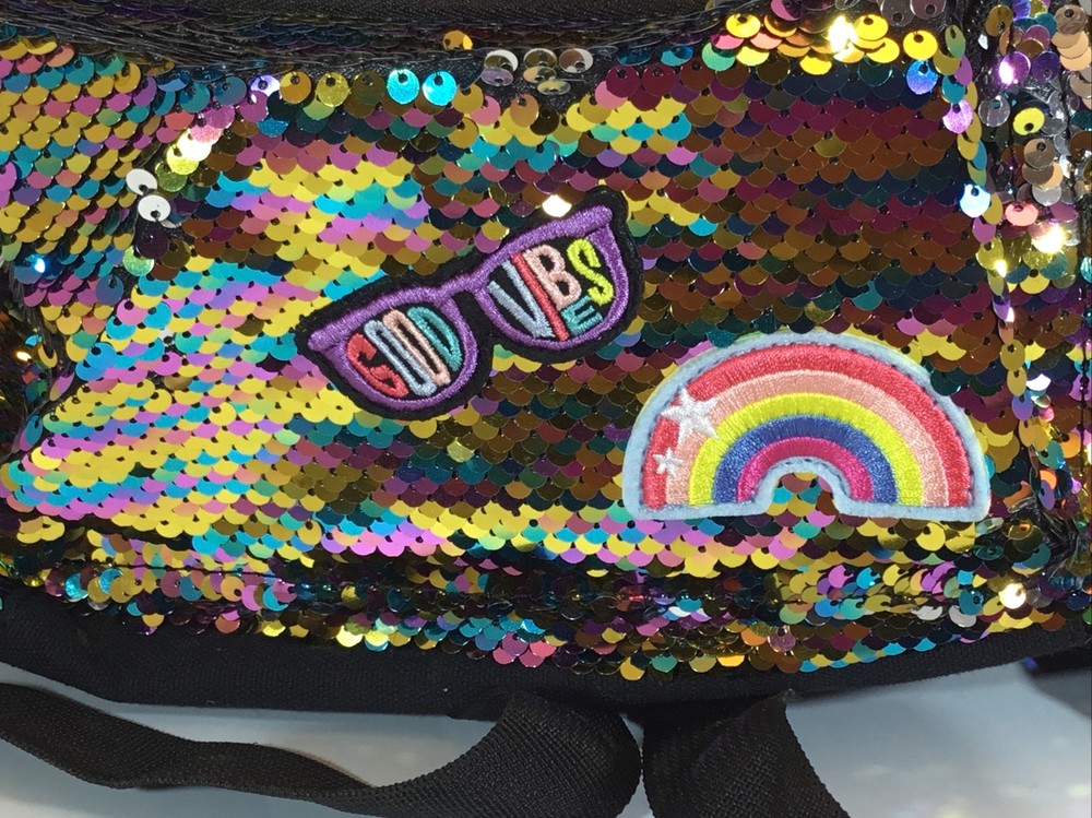 Girls More than Magic Sequin Flip Small Backpack Purse Multicolor Rainbow