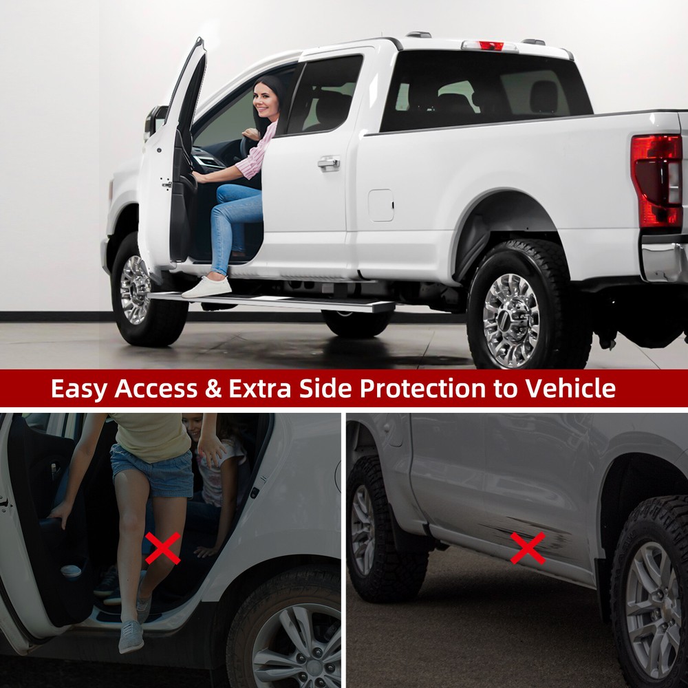for 07-19 Silverado Double/Extended Cab 6" Running Boards Nerf Bars Side Step 2x