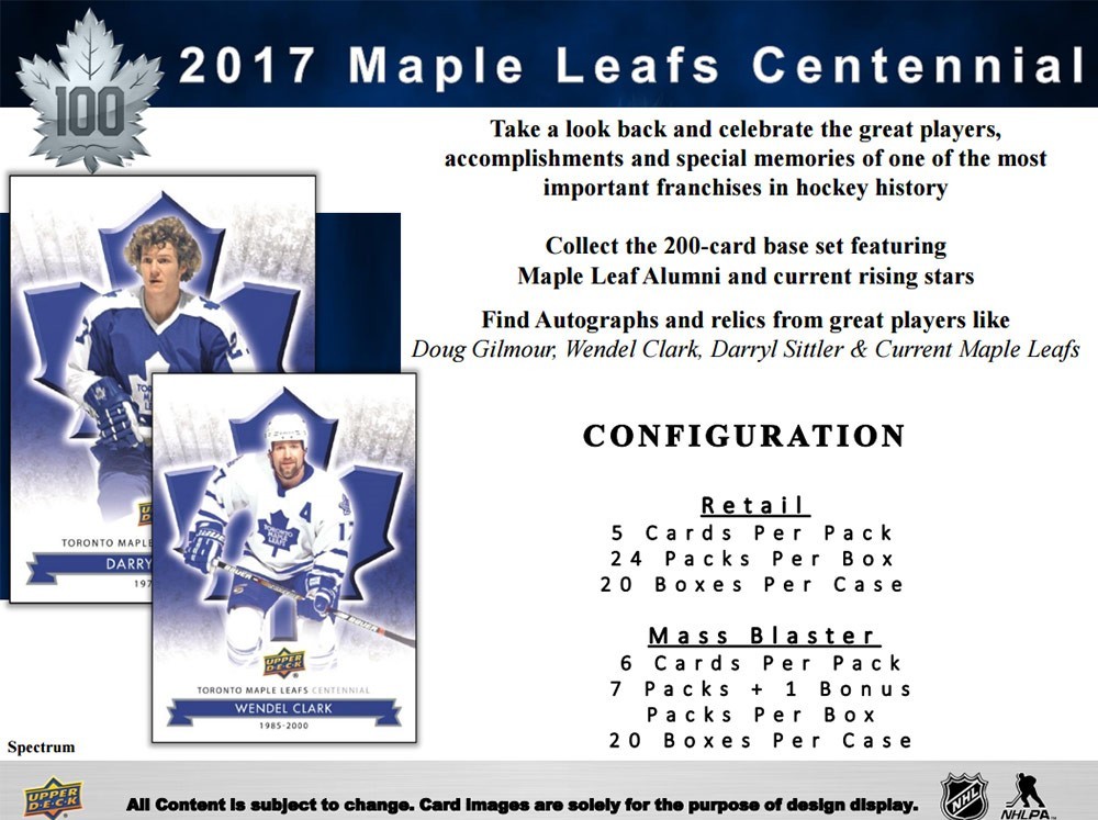2017-18 Upper Deck Toronto Maple Leafs Centennial Hockey 8-Pack Blaster Box