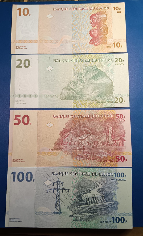 Congo 10 50 20 10 Centime UNC 2003 and 2007