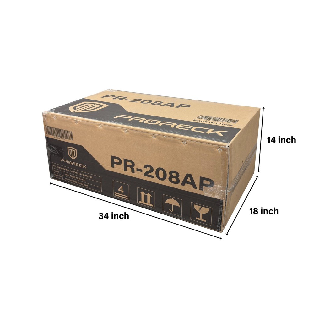 proreck Dual 8'' Full Range 4000W P.M.P.O PA Powered Line Array Speaker