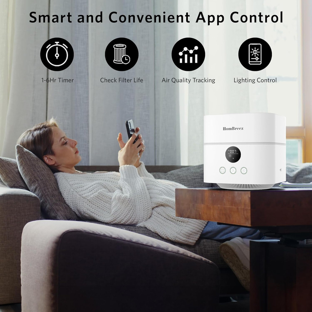 Smart Air Purifier & Humidifier Combo with HEPA Filter, APP Control, 200ft²