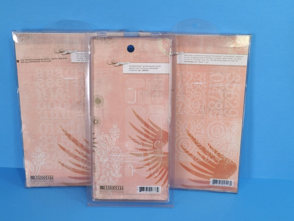 BASIC GREY LOT CHIPBOARD MINI MONOS TAGS NUMBER PILE SCRAPBOOK MIXED MEDIA #3