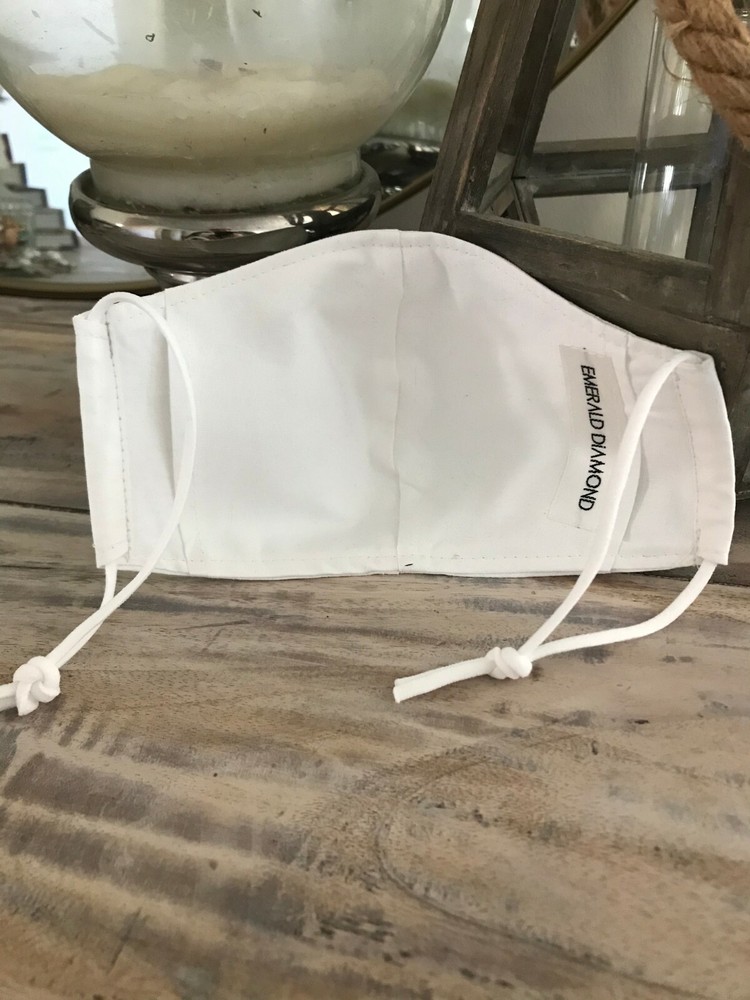 Face Mask 3 Layers - White - Reusable & washable with filter pocket