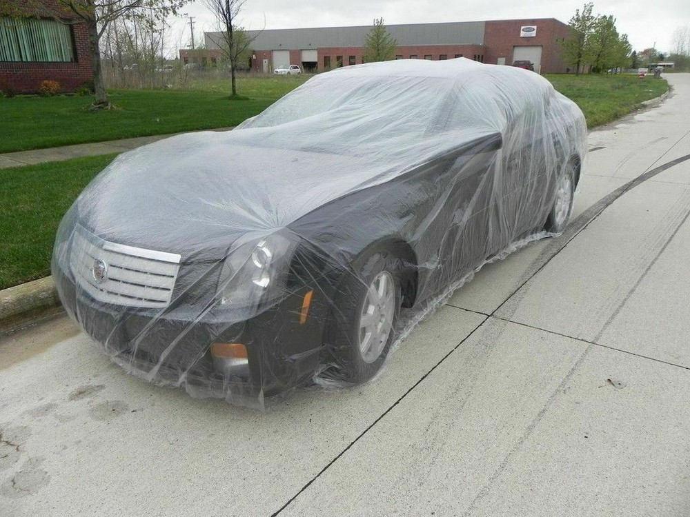 Clear Plastic Disposable Car Cover Temporary Universal Garage Rain Dust 1 Pack