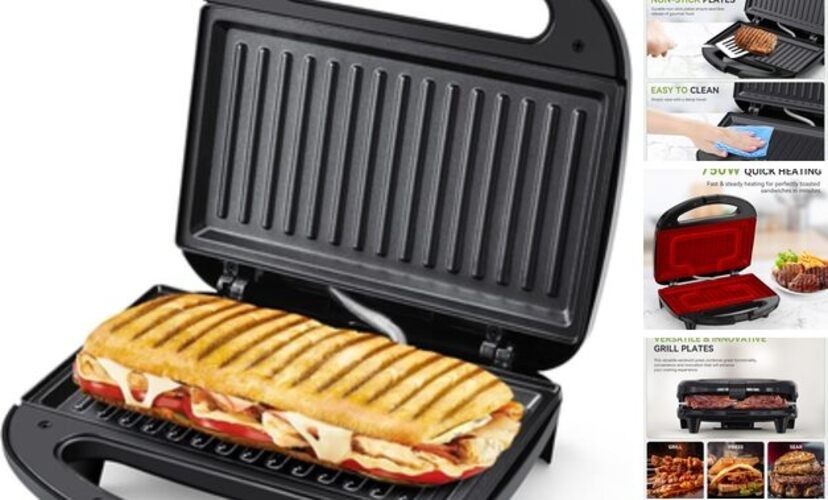 Sandwich Maker & Panini Press, 2 Slice Grilled Cheese Maker with ABS07-G Small