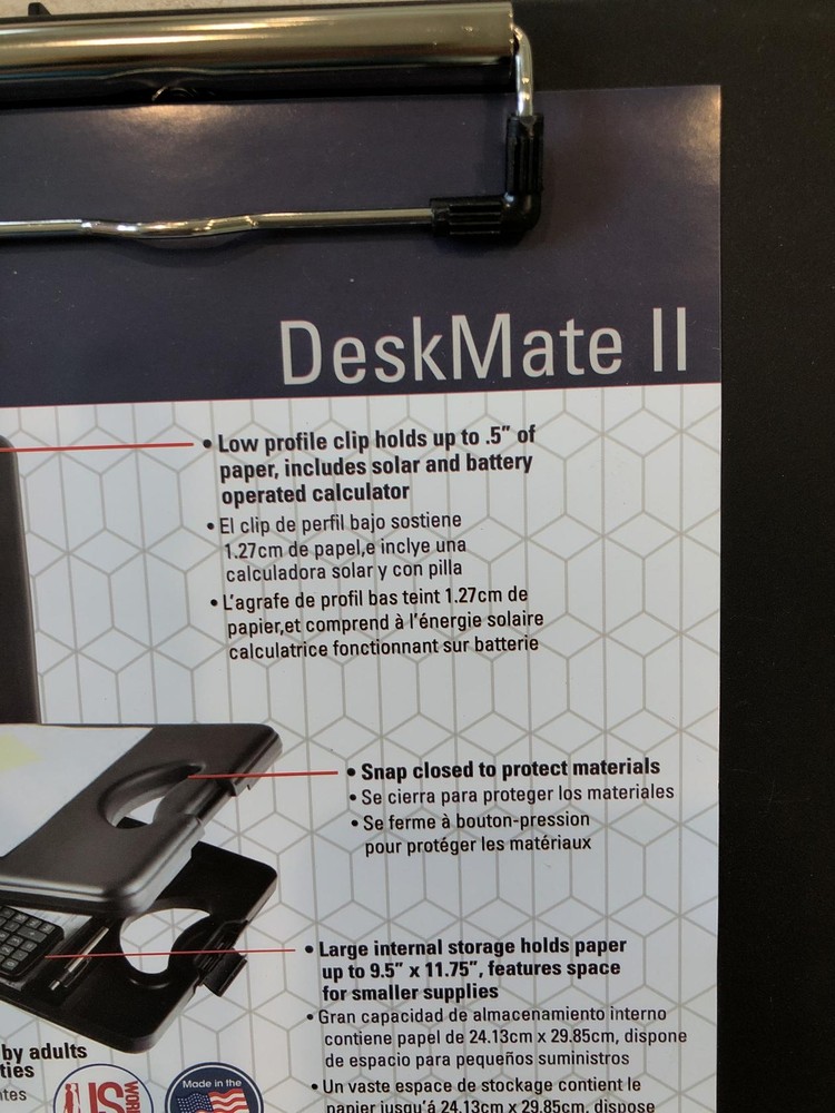 Saunders DeskMate II Plastic Storage Clipboard Black 10 x 16