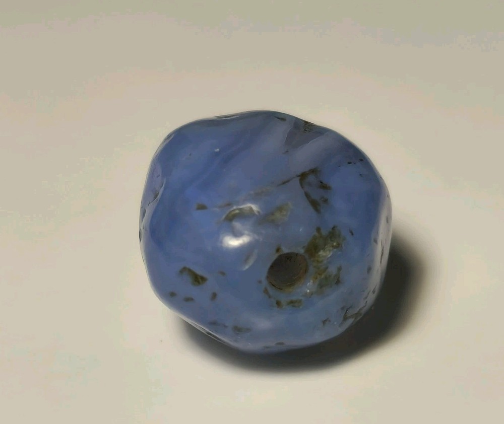 ANCIENT RARE BLUE CHALCEDONY AGATE EYE BEAD