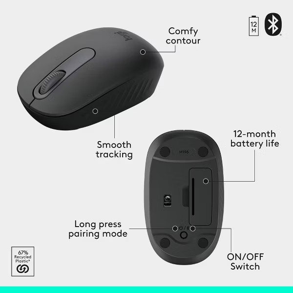 Logitech Bluetooth Compact Combo - Black: Dome Switch, Full Size