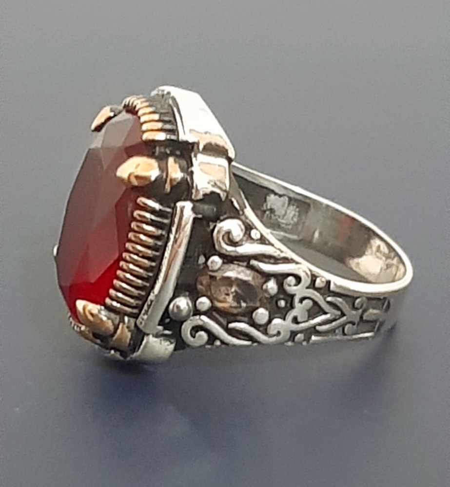 925 SILVER RING Men Solitaire Spinel Ring Sterling Man $