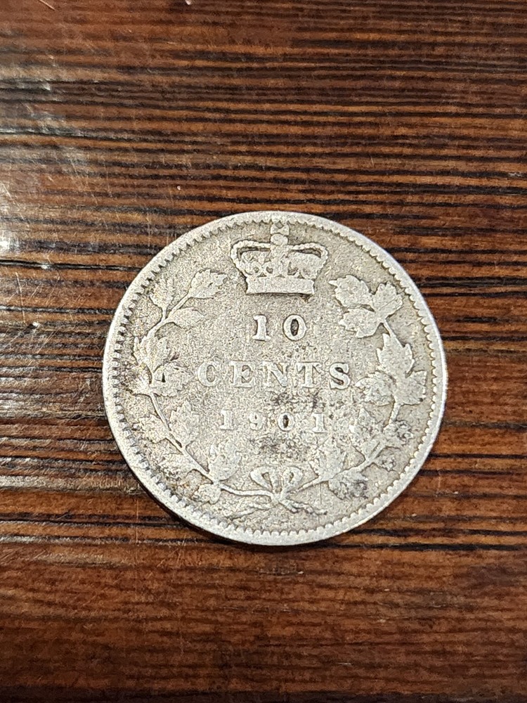 1901 Canada 10 Cents Silver Coin