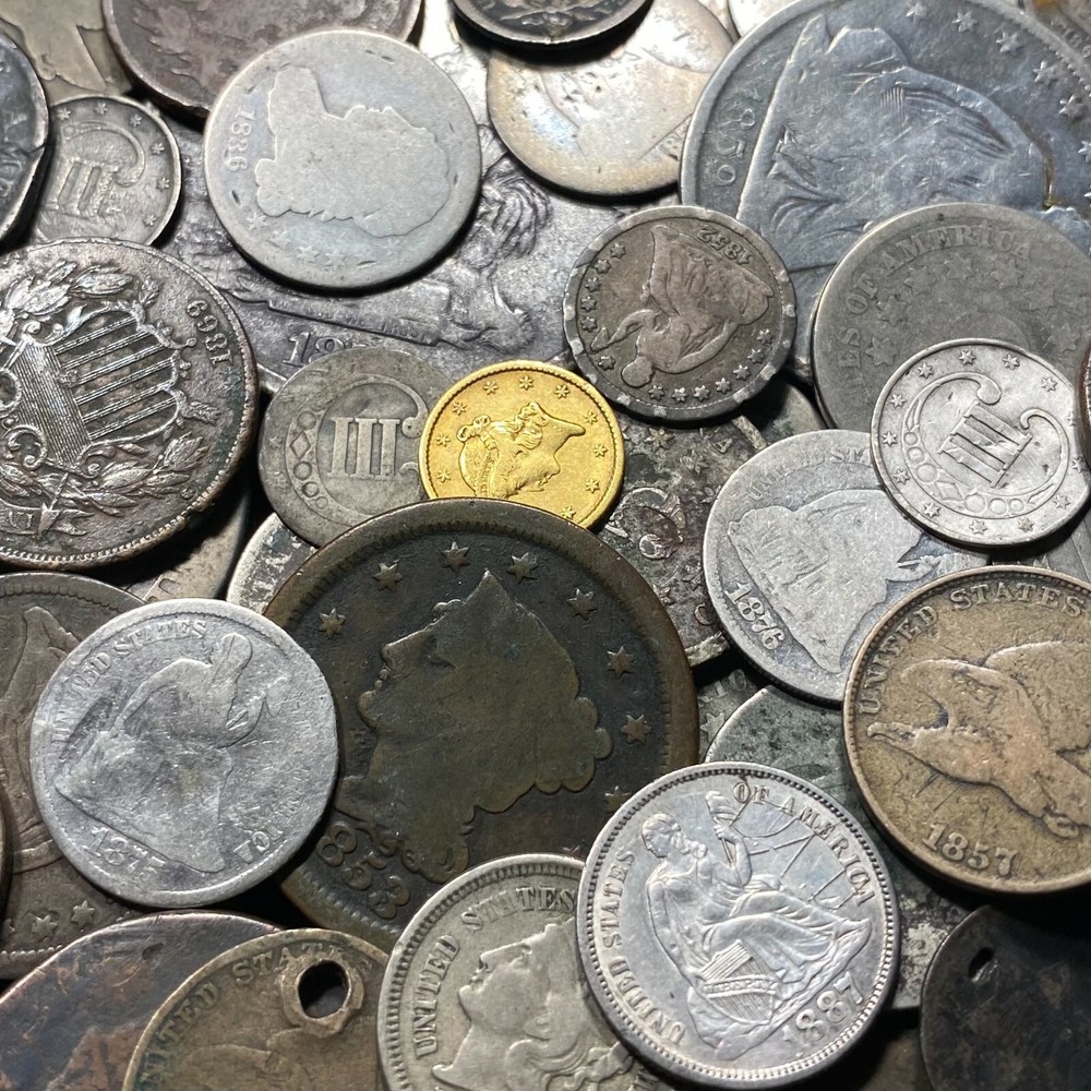 ✯ 1796-1889 OBSOLETE TYPE SET ✯ Half Dime Two Three Large Cent Piece Silver Lot✯