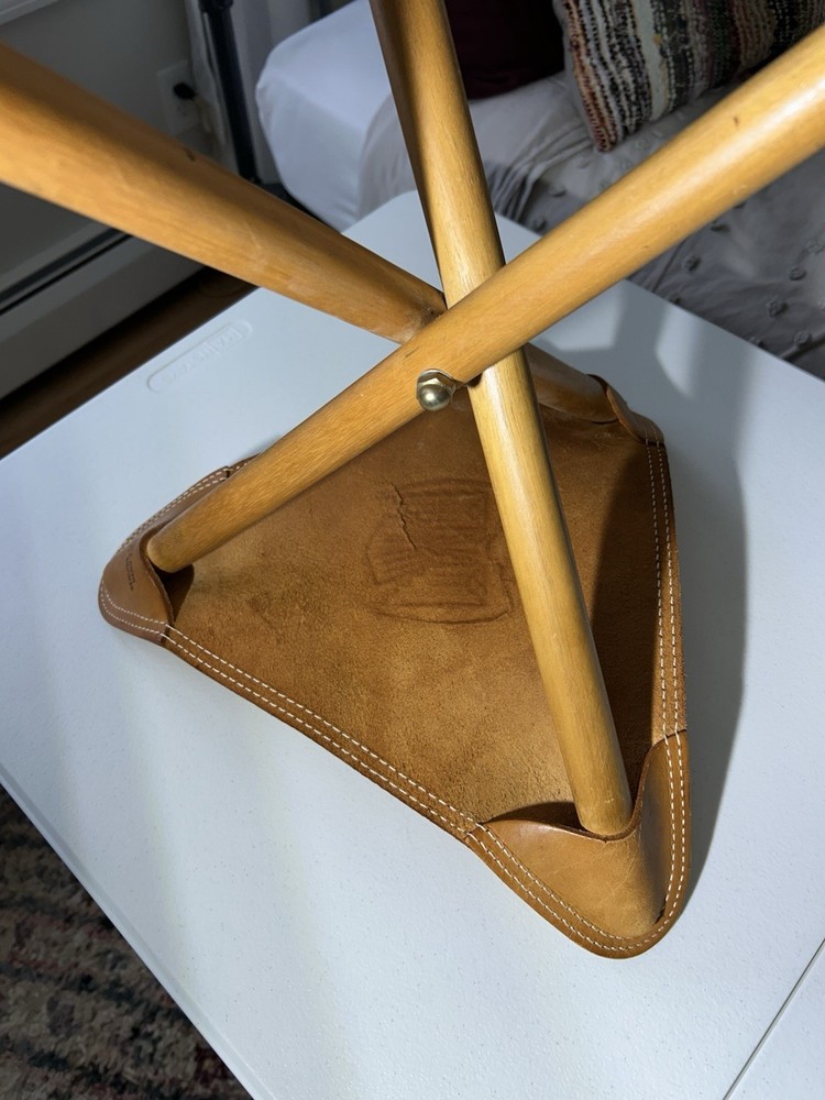 Vintage Fred Harvey Leather Tripod Stool